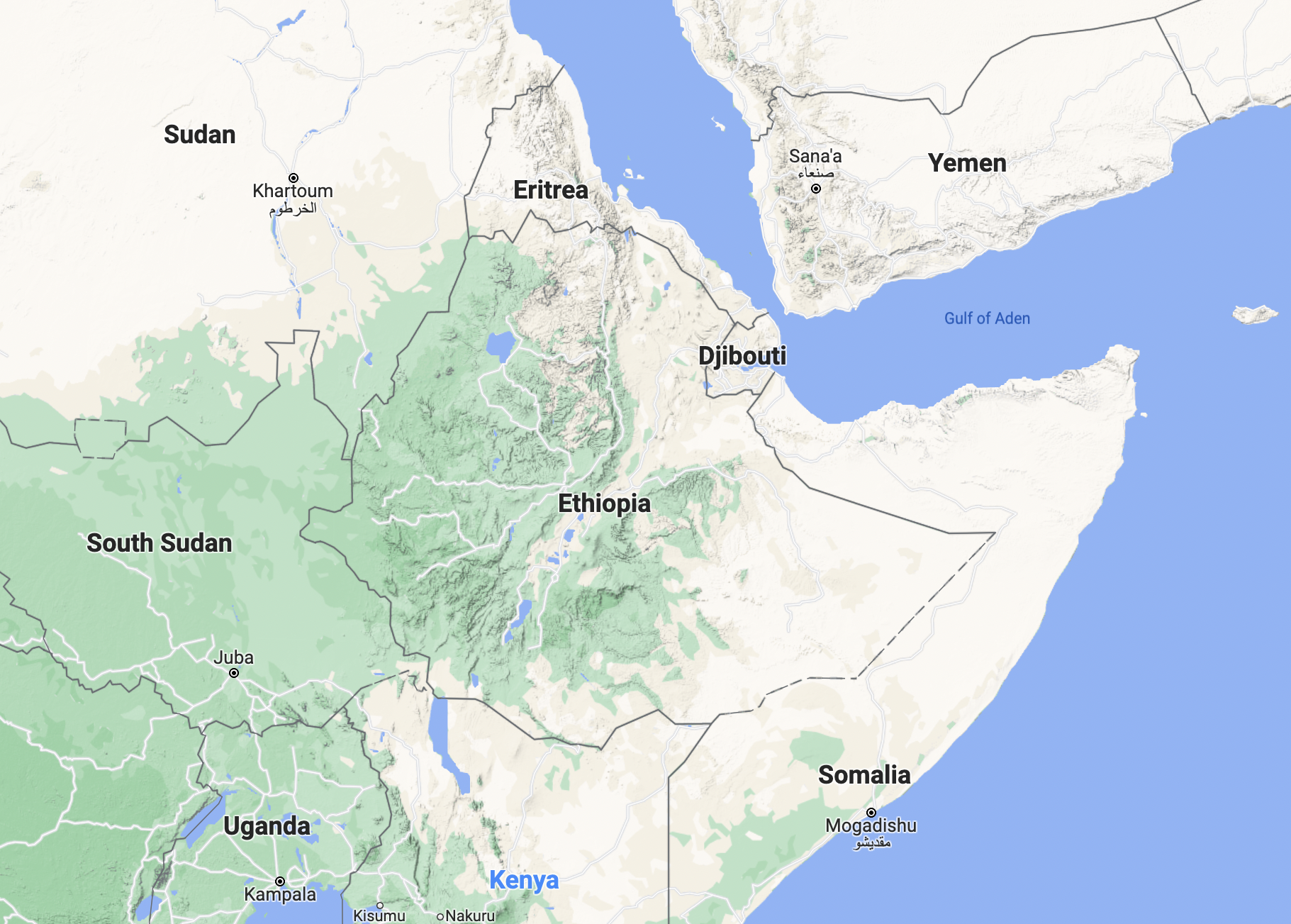 Kart over Etiopia
